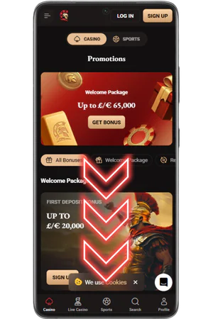 User opening Legionbet official site on Android browser