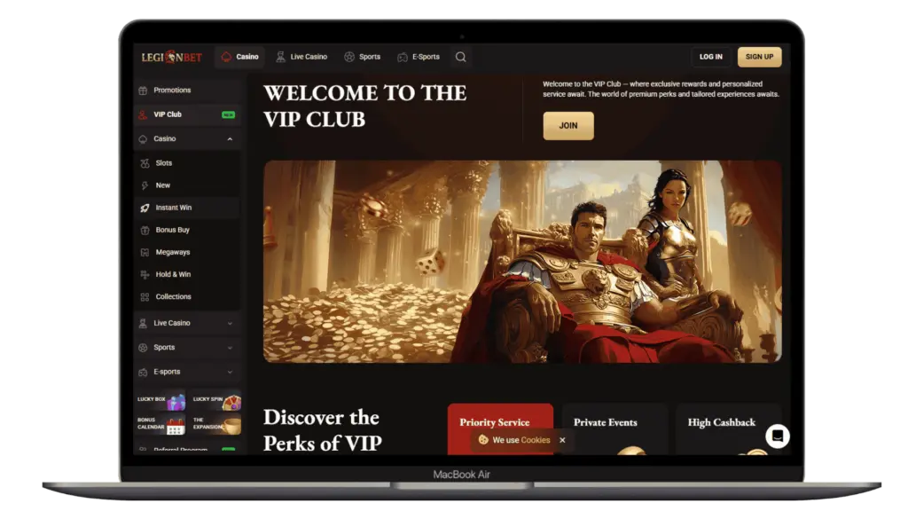 LegionBet VIP tiers range 