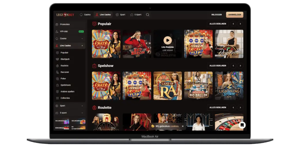 LegionBet toonaangevende live dealer providers